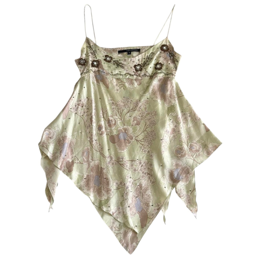 100% Silk Floral Beaded Top