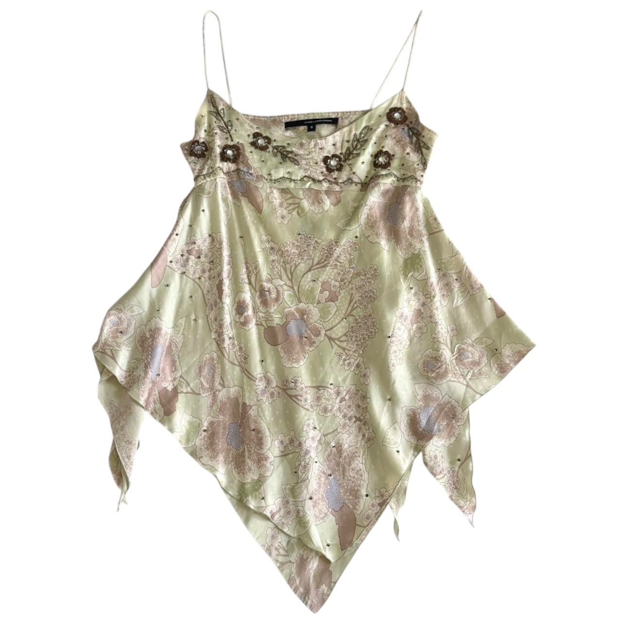 100% Silk Floral Beaded Top