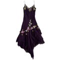 Amethyst Floral Embroidered Silk Dress