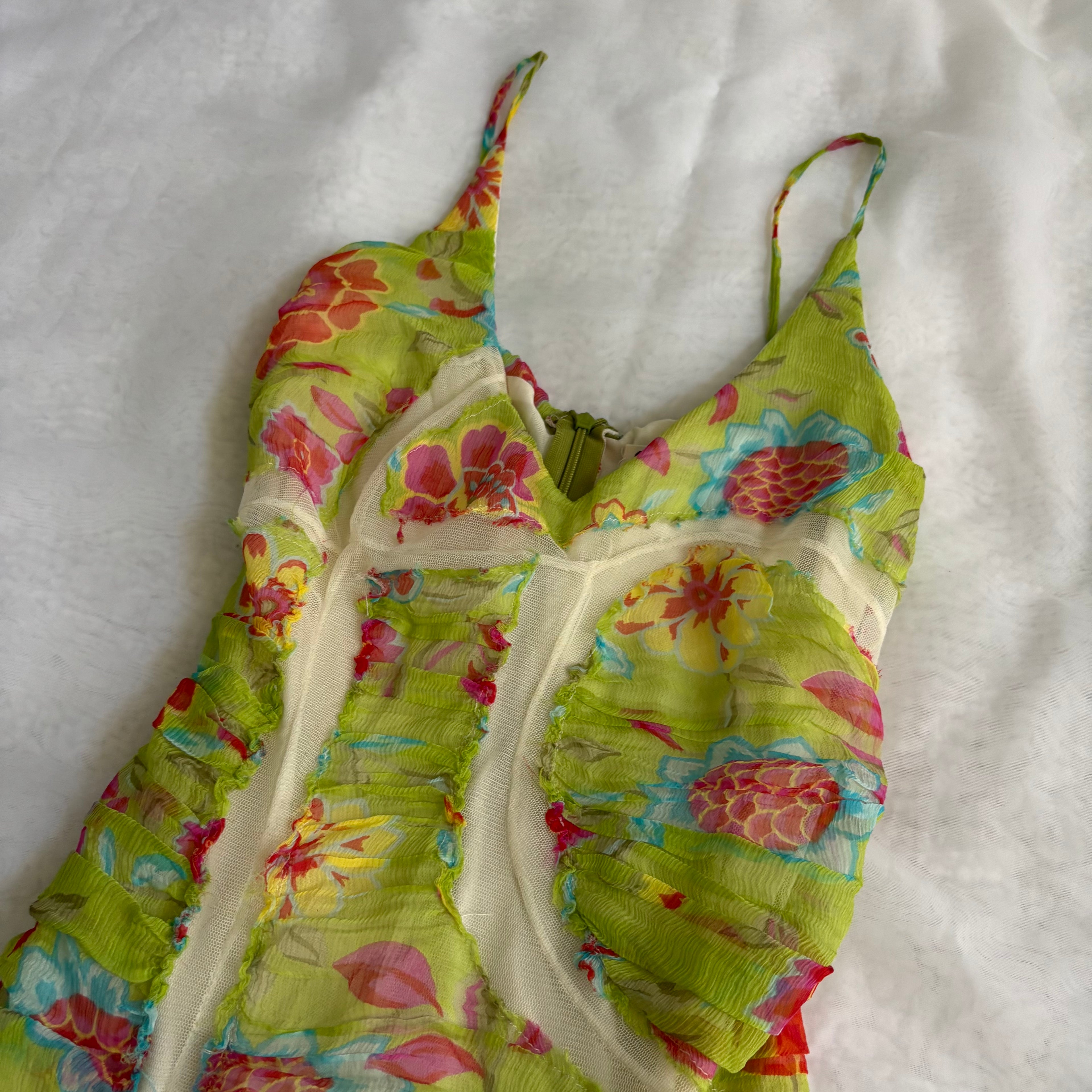 Vintage Italian Silk Blend Floral Dress