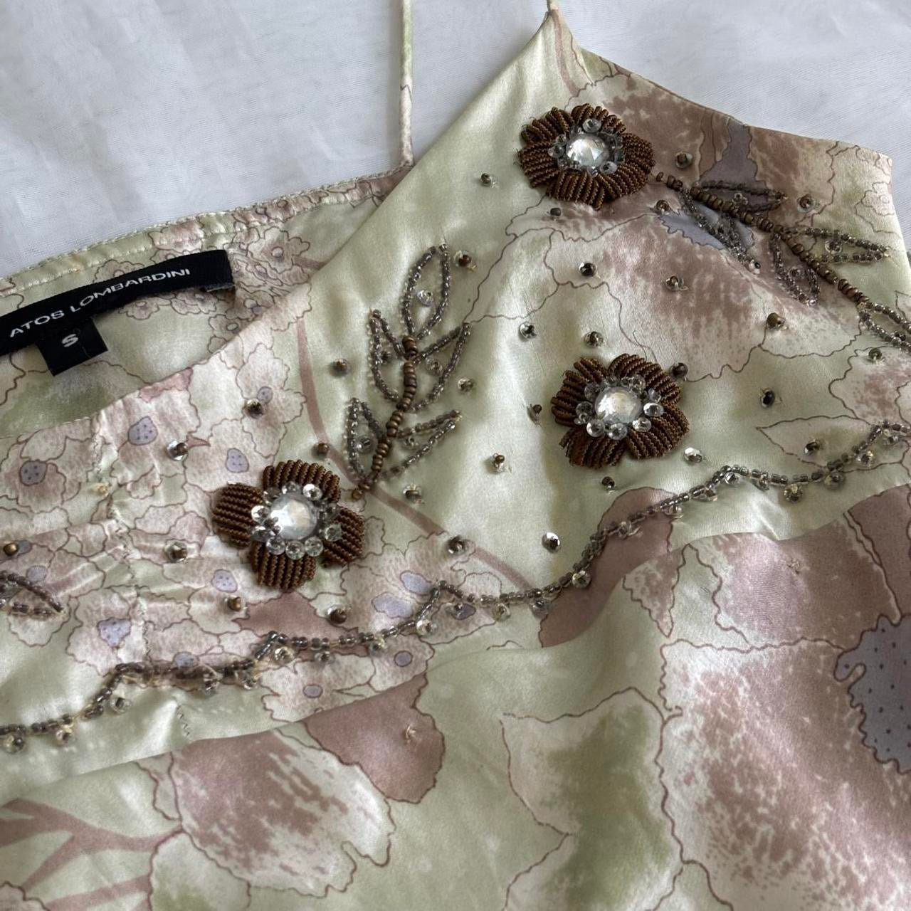 100% Silk Floral Beaded Top