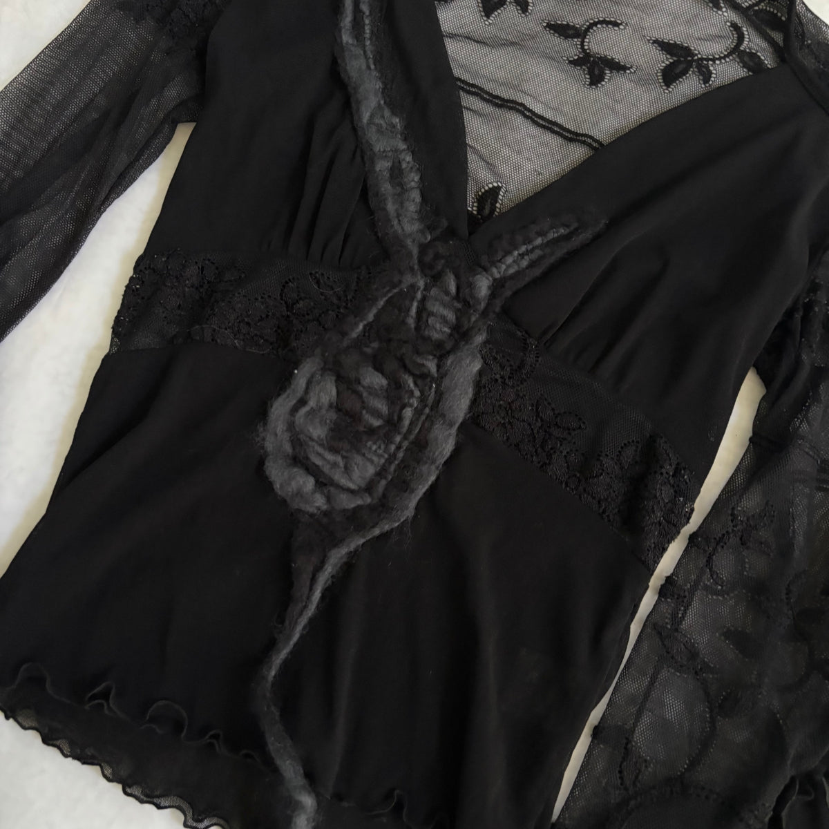 Italian Romantic Vine Asymmetrical Sleeve Top