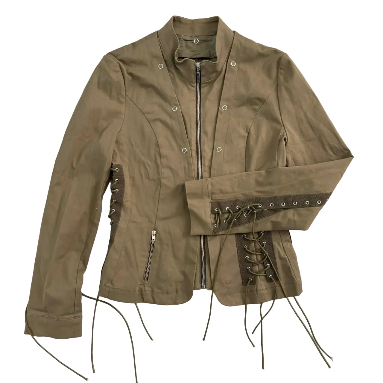 Italian Adjustable Snap Button Lace Up Jacket