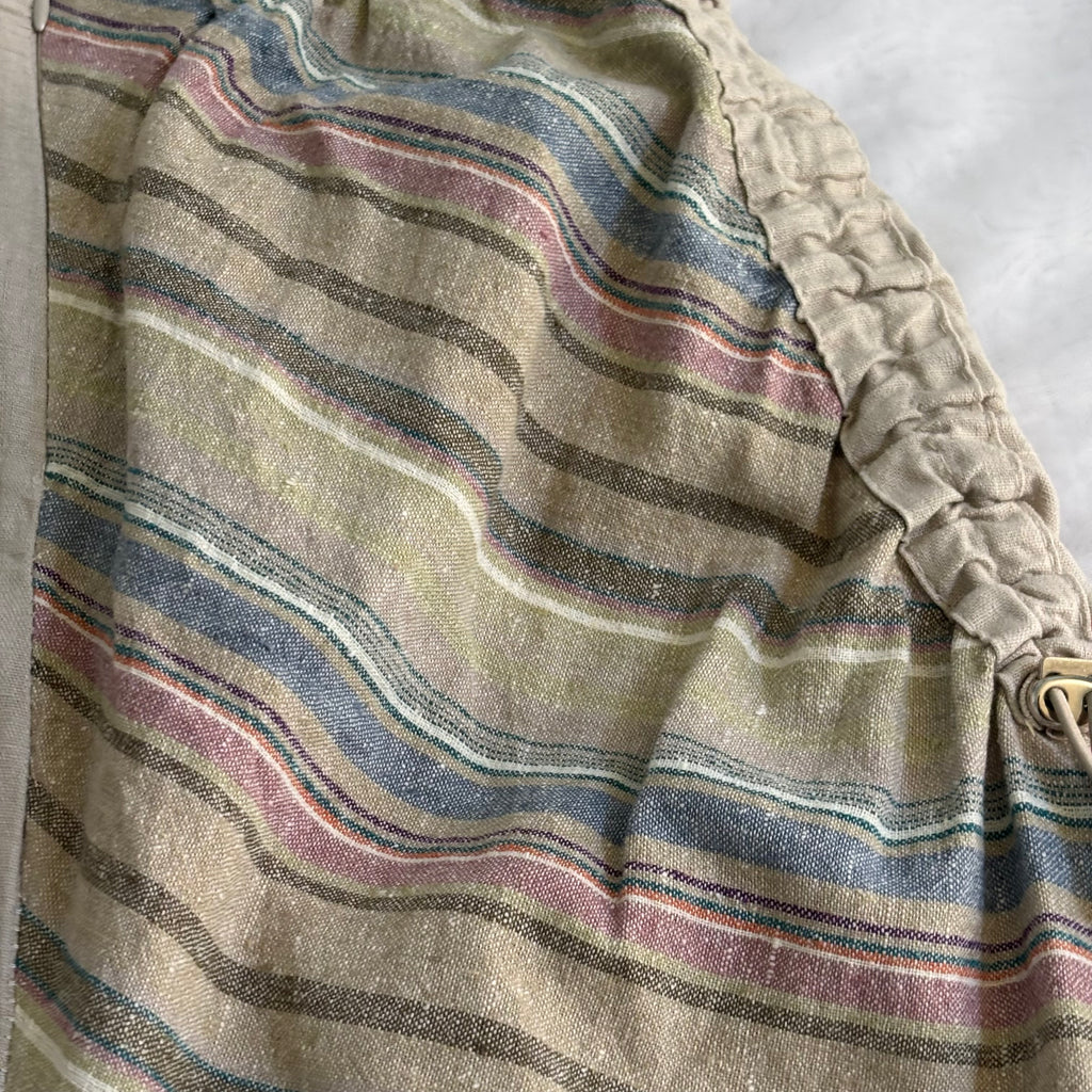 Cotton/Linen Striped Asymmetrical Skirt