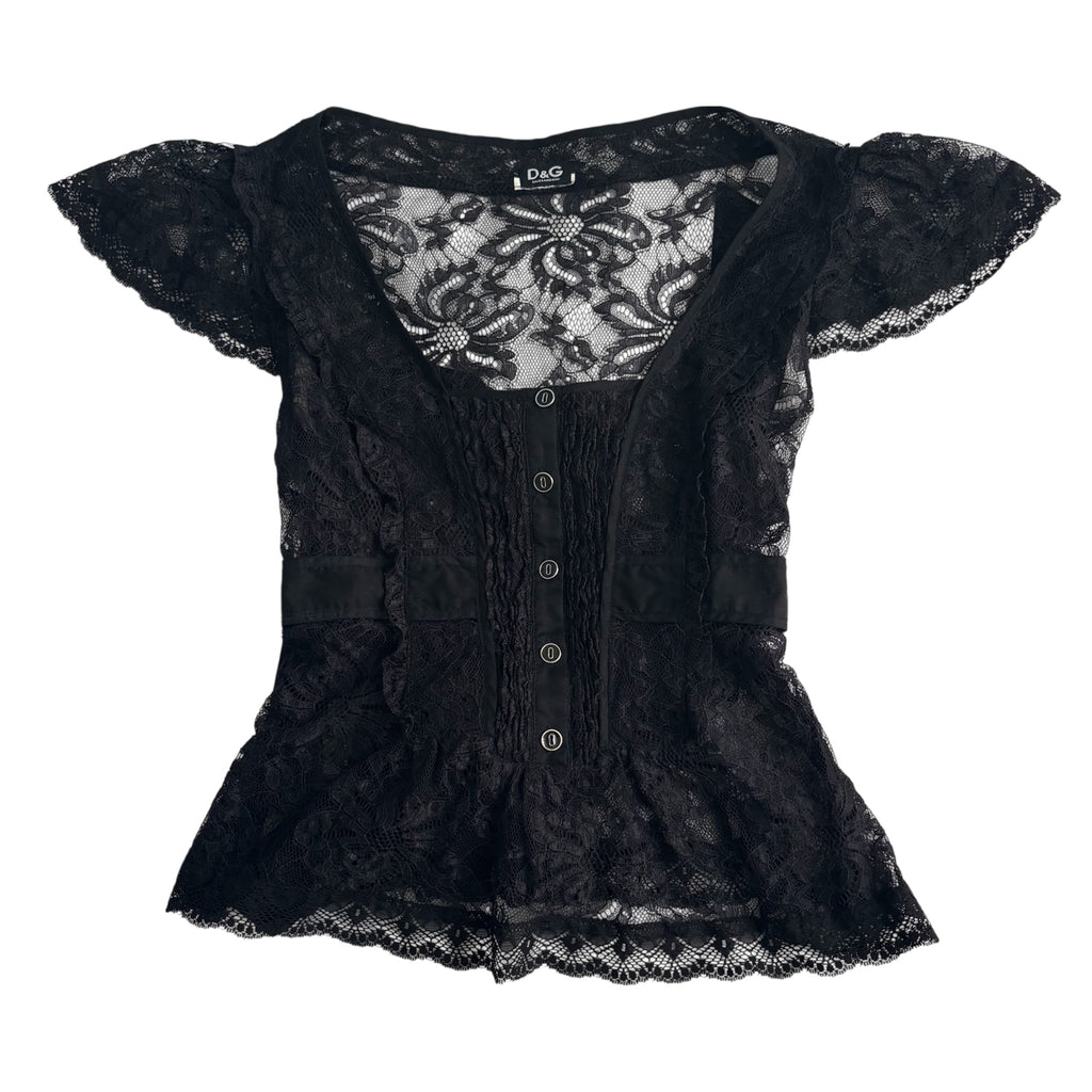 D&G Sheer Lace Ribbon Top