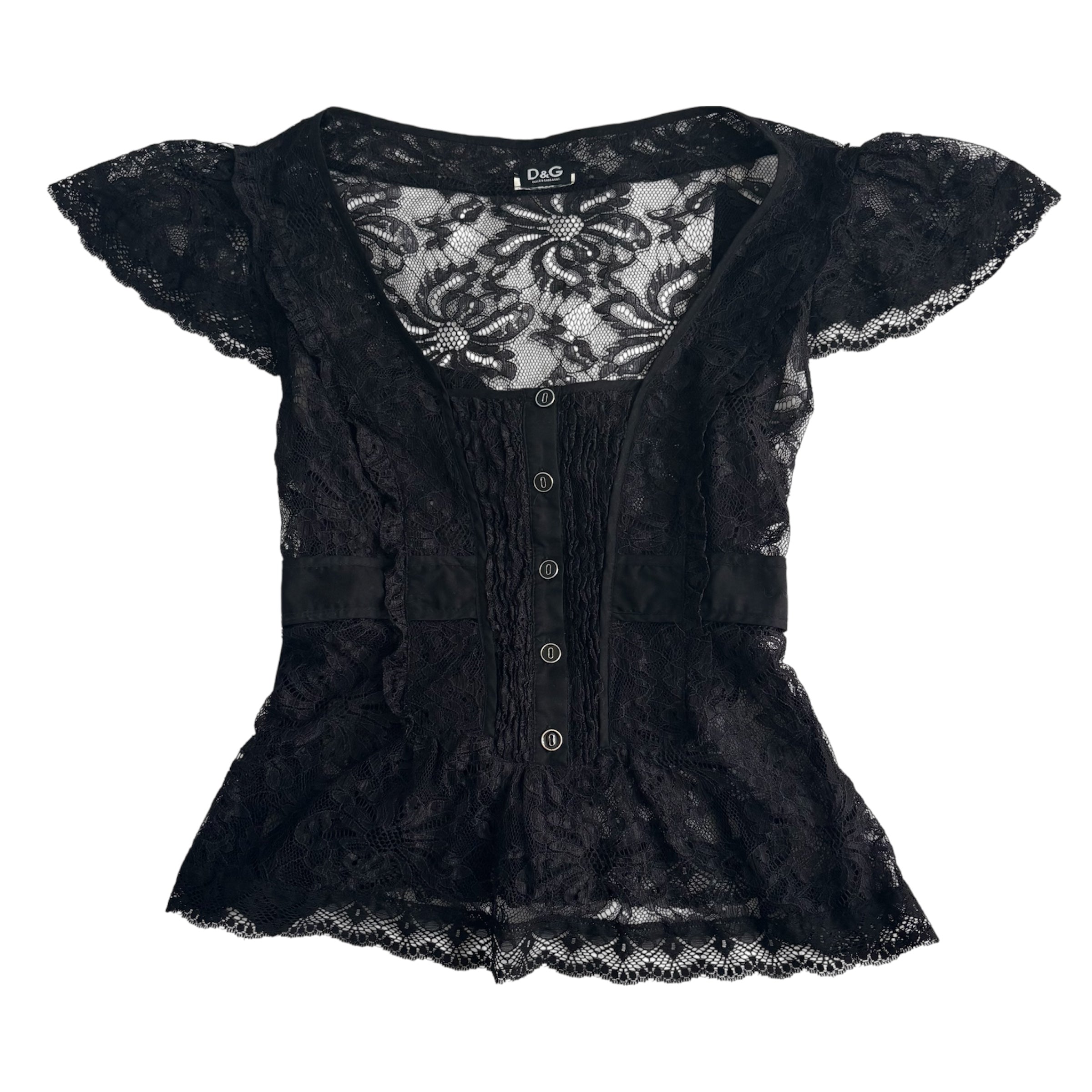 D&G Sheer Lace Ribbon Top