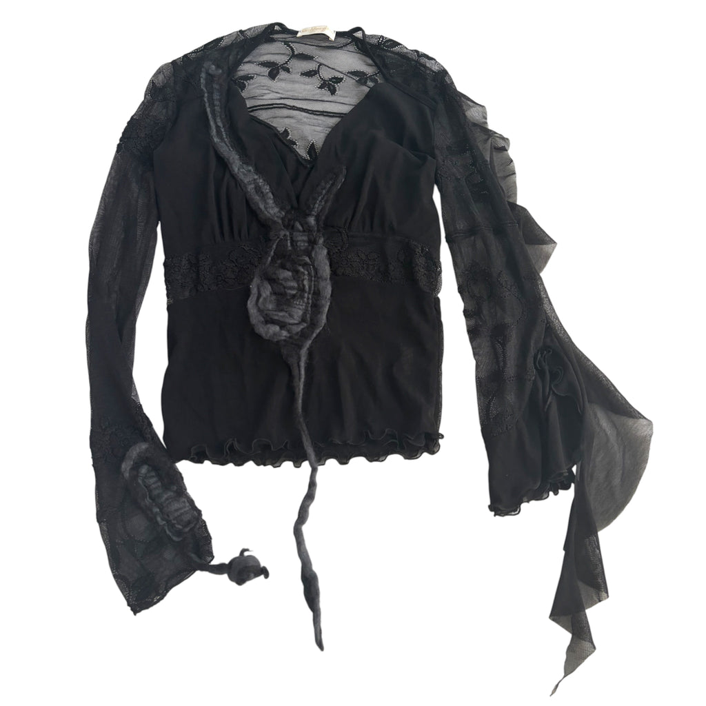 Italian Romantic Vine Asymmetrical Sleeve Top