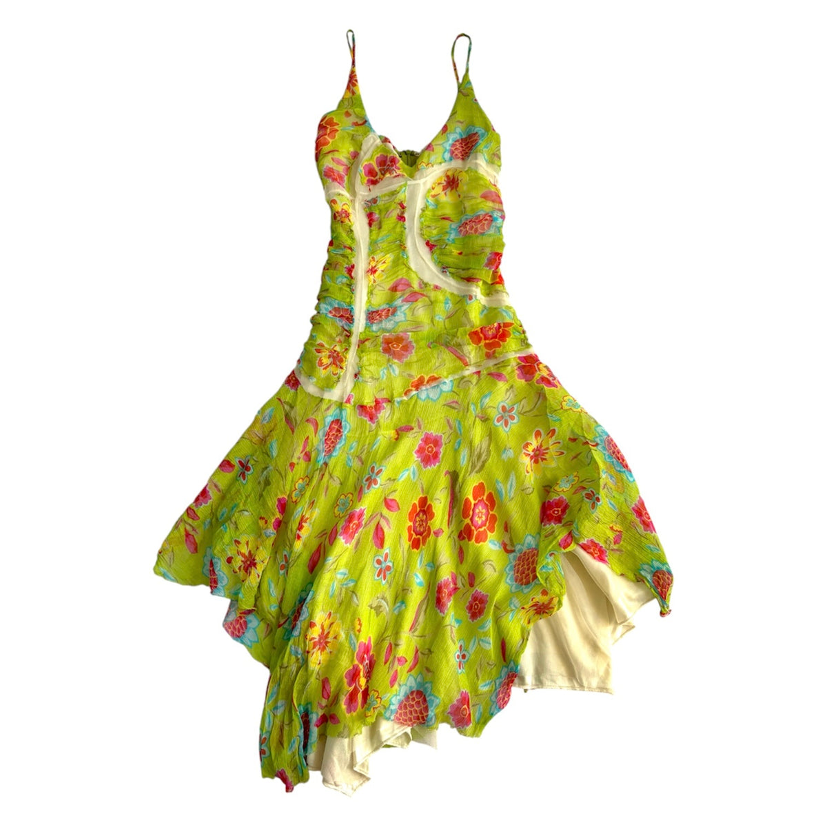 Vintage Italian Silk Blend Floral Dress