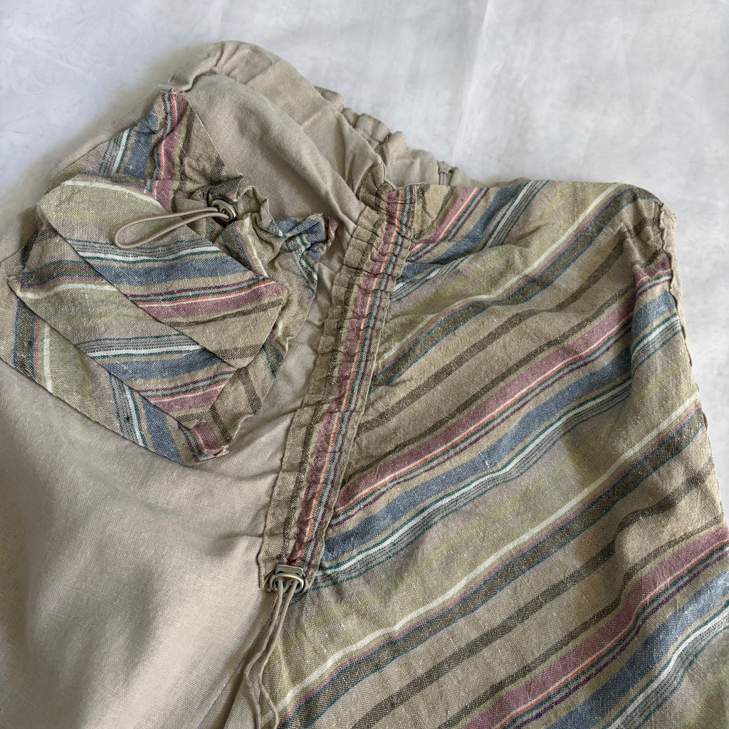 Cotton/Linen Striped Asymmetrical Skirt