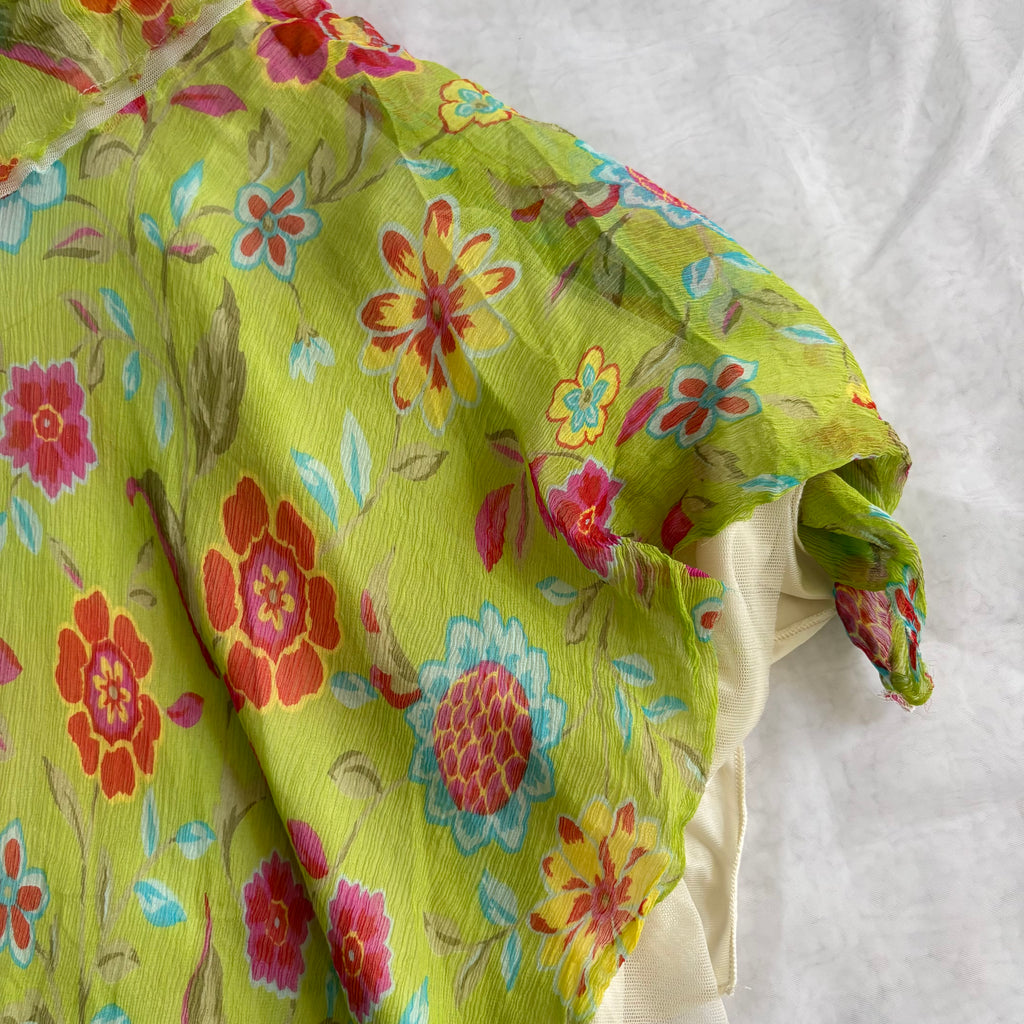 Vintage Italian Silk Blend Floral Dress