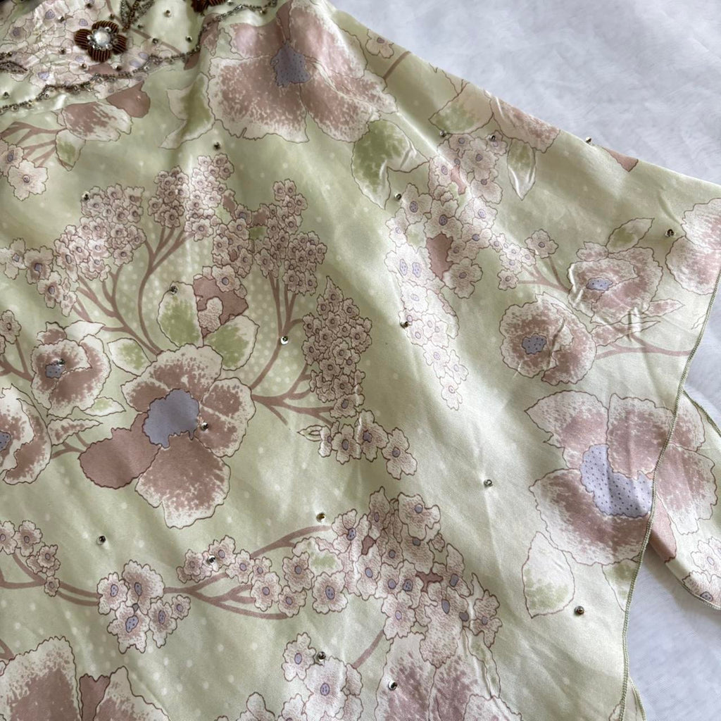 100% Silk Floral Beaded Top