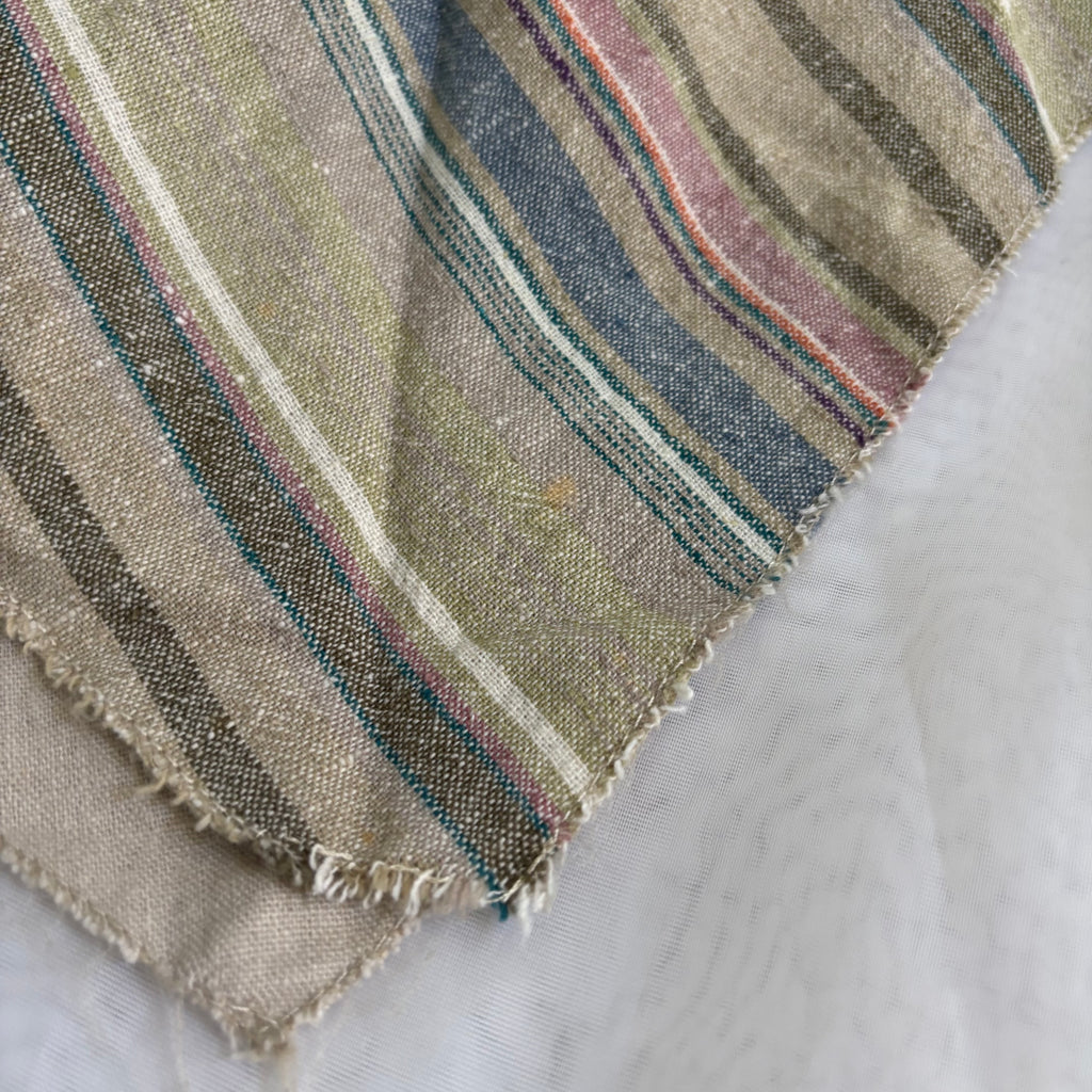 Cotton/Linen Striped Asymmetrical Skirt
