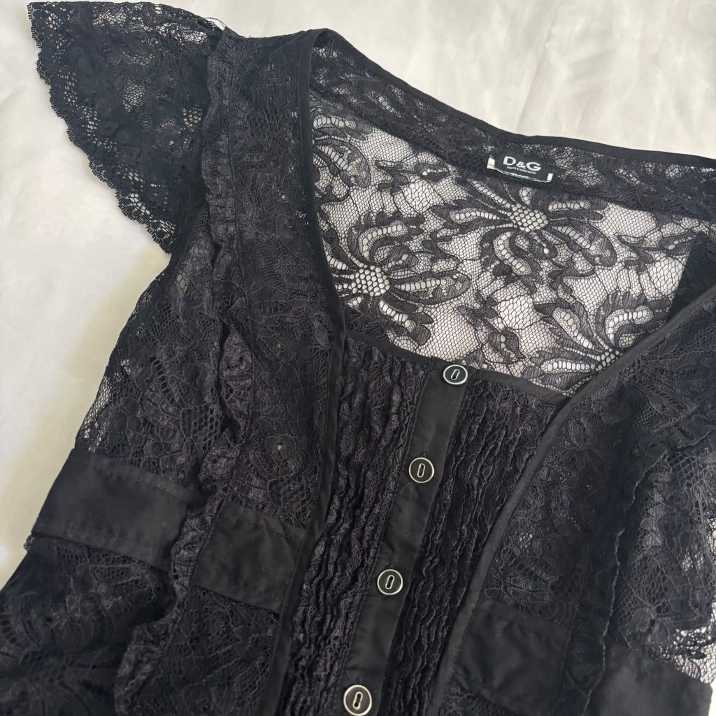 D&G Sheer Lace Ribbon Top