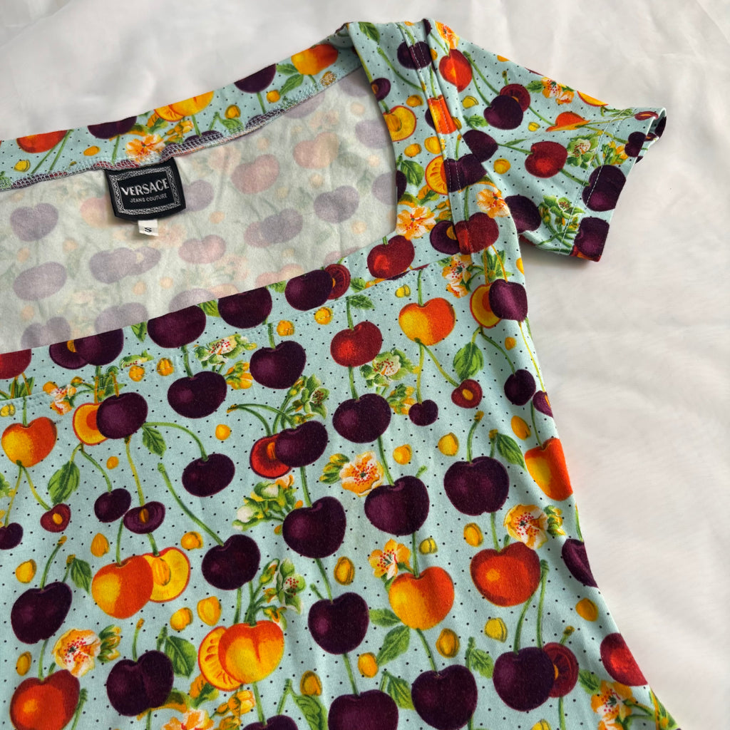 Vintage Versace Fruit Polka Dot Top