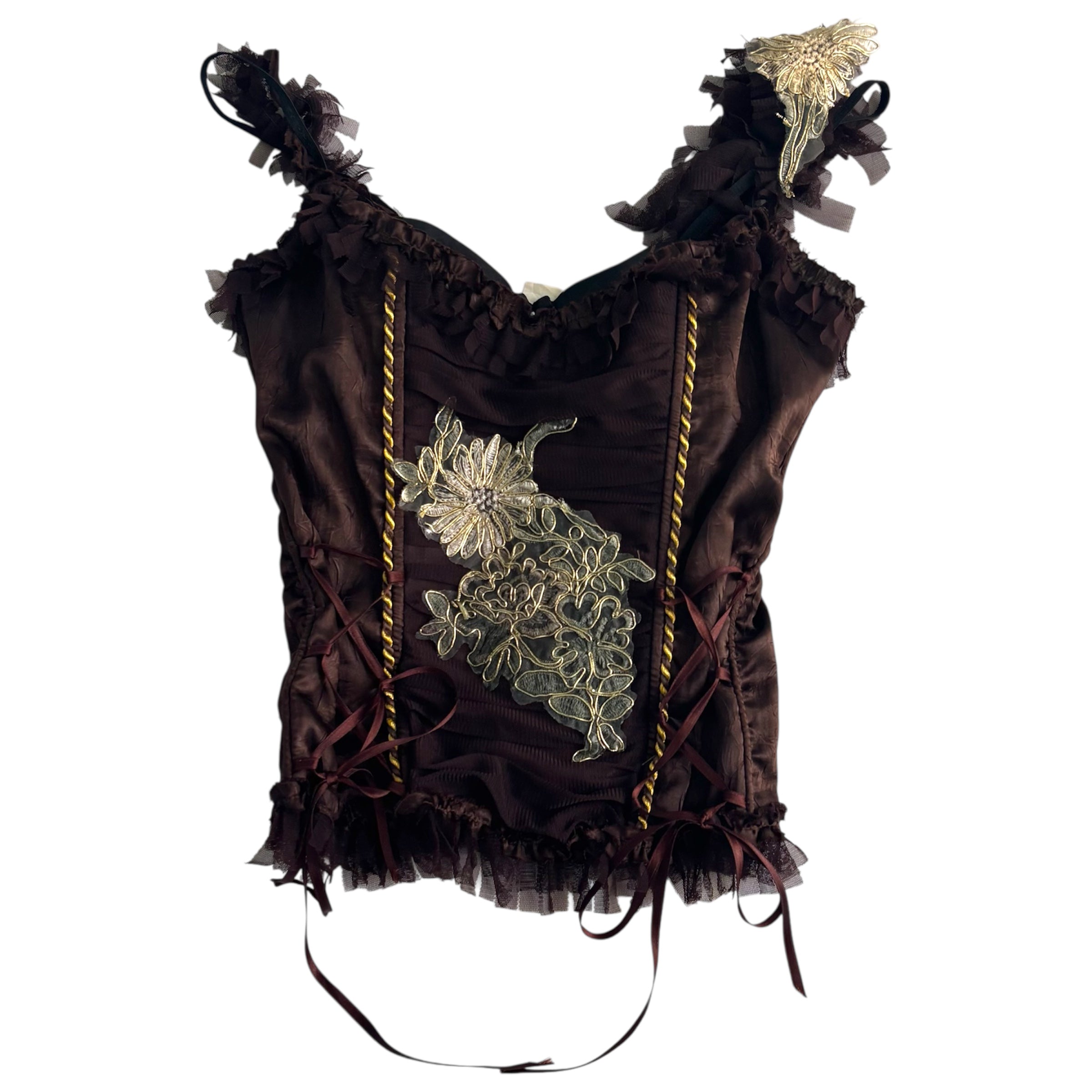 French Floral Embroidered Corset