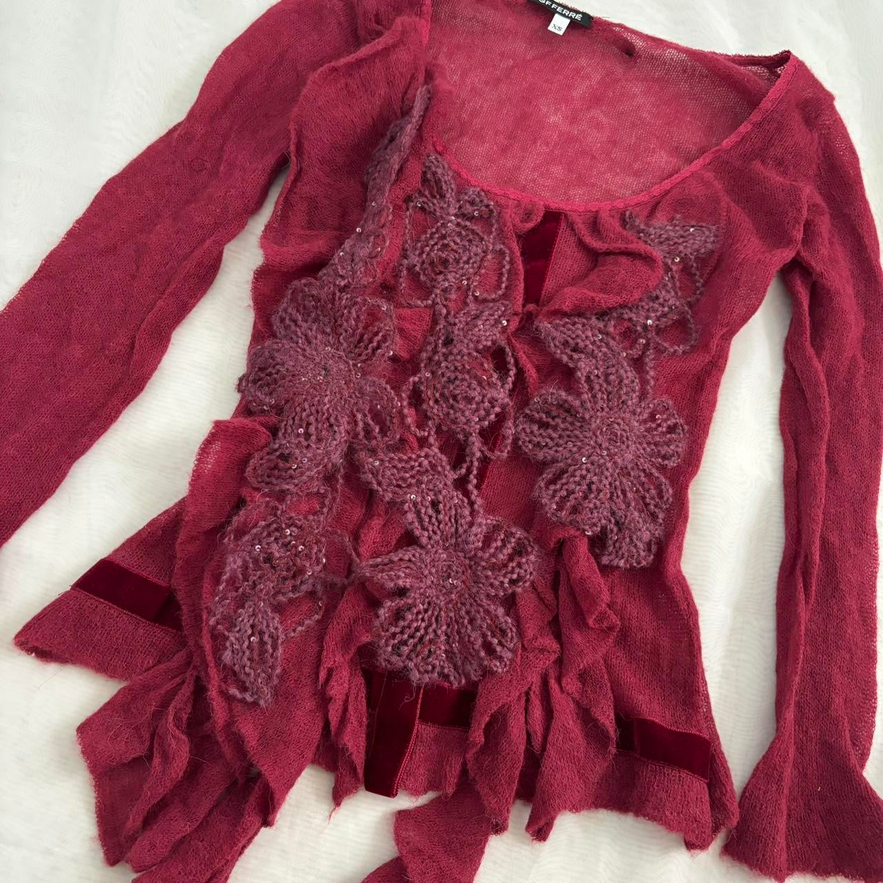 G Ferre Floral Alpaca Blend Top