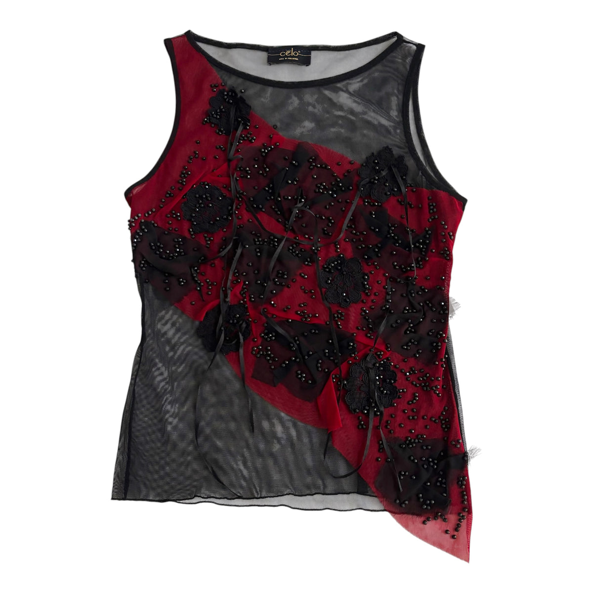 Celo Embroidered Mesh Tank Top