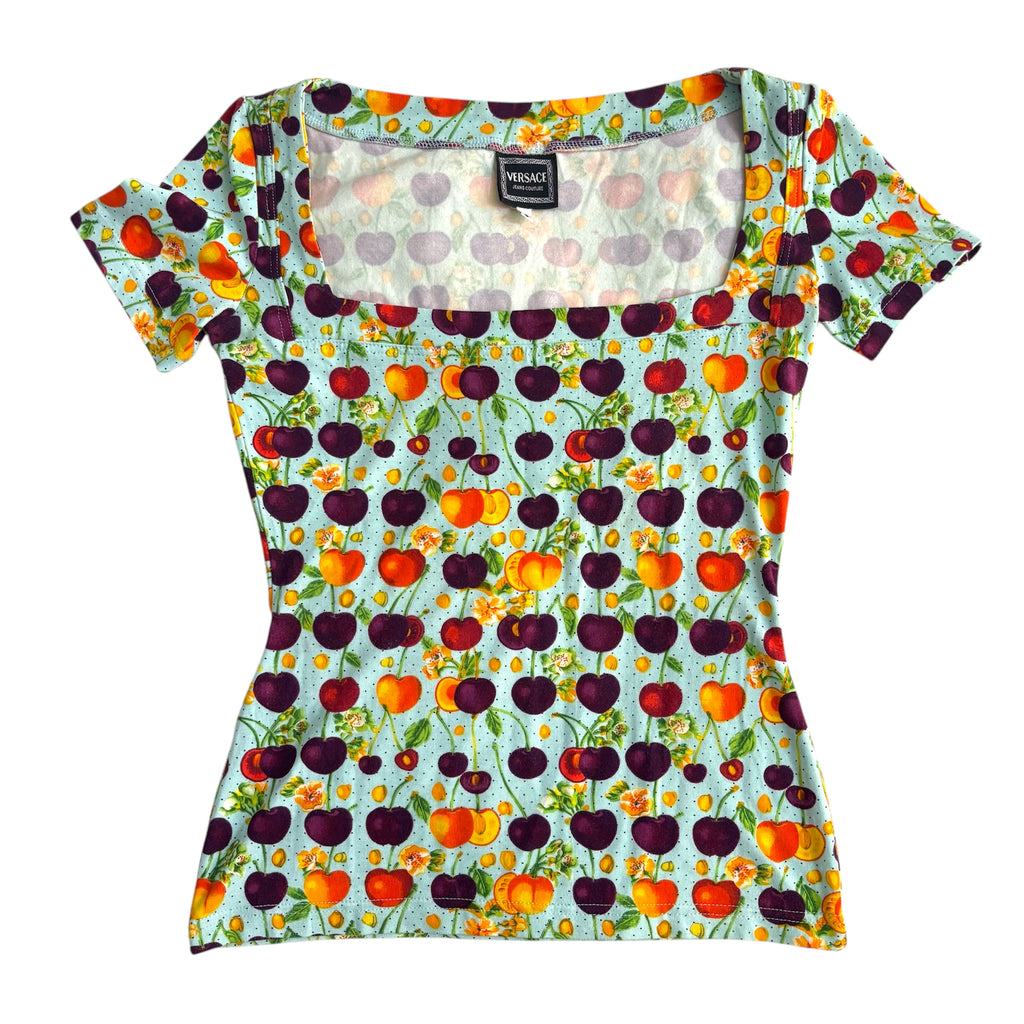 Vintage Versace Fruit Polka Dot Top