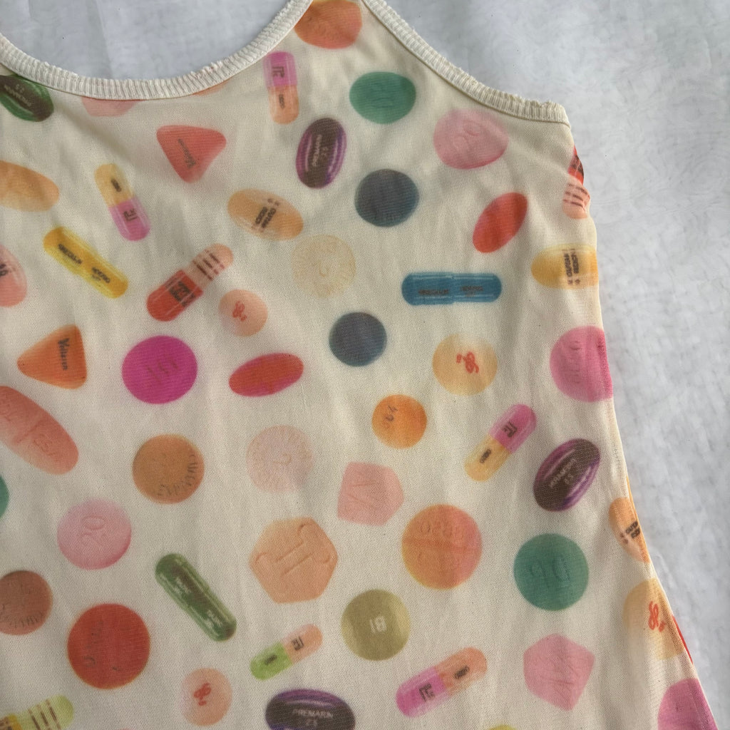 90s Italian Otitude Pill Print Halter Top