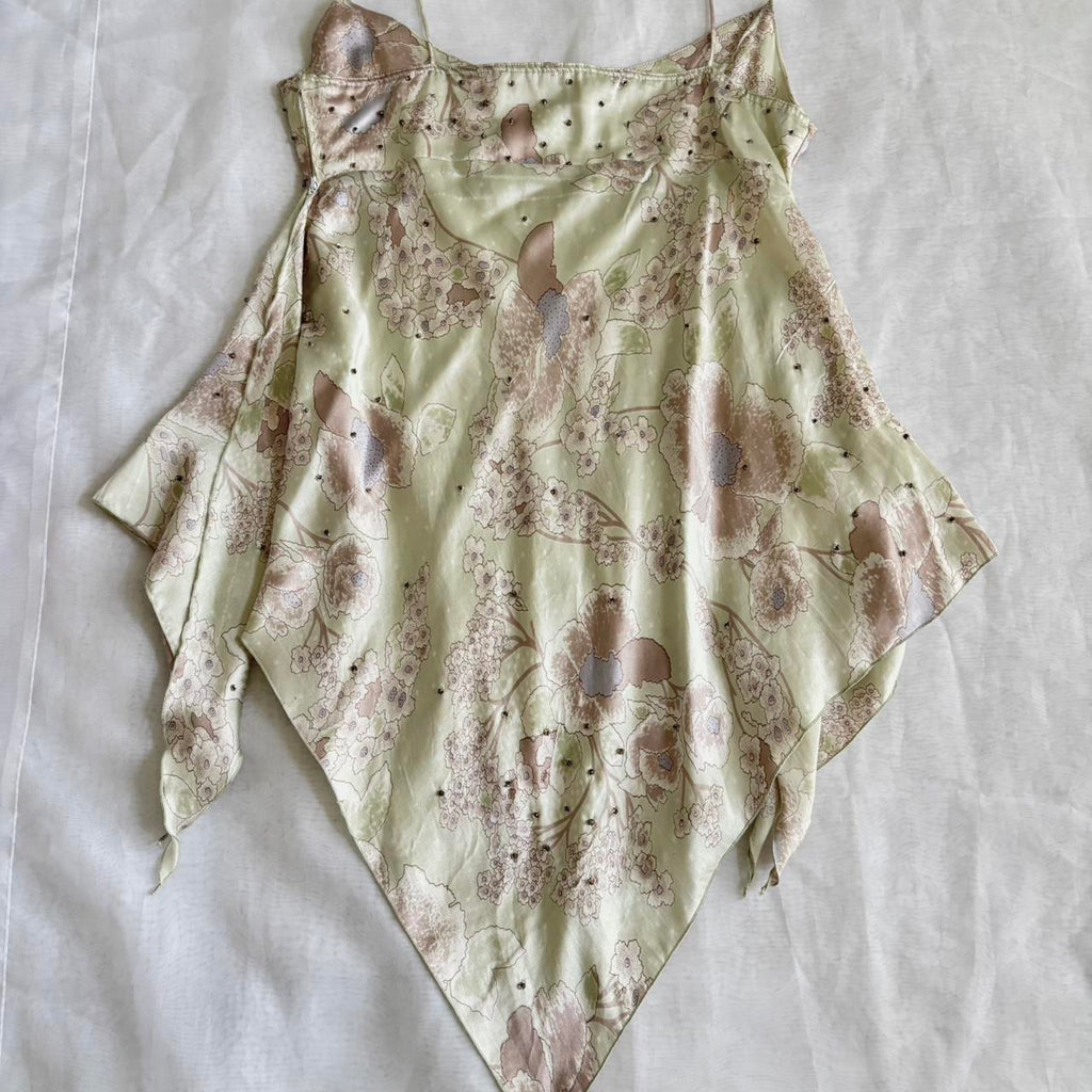 100% Silk Floral Beaded Top