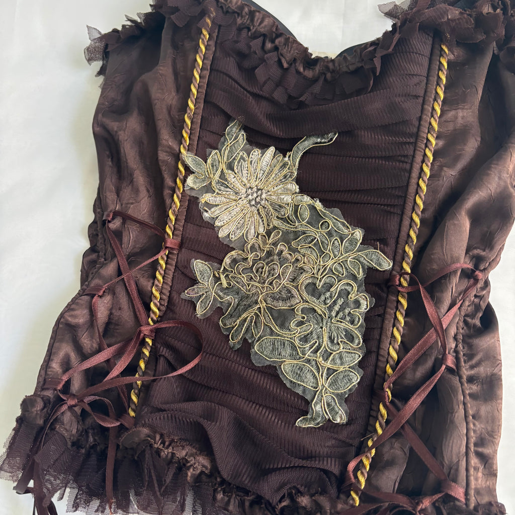 French Floral Embroidered Corset