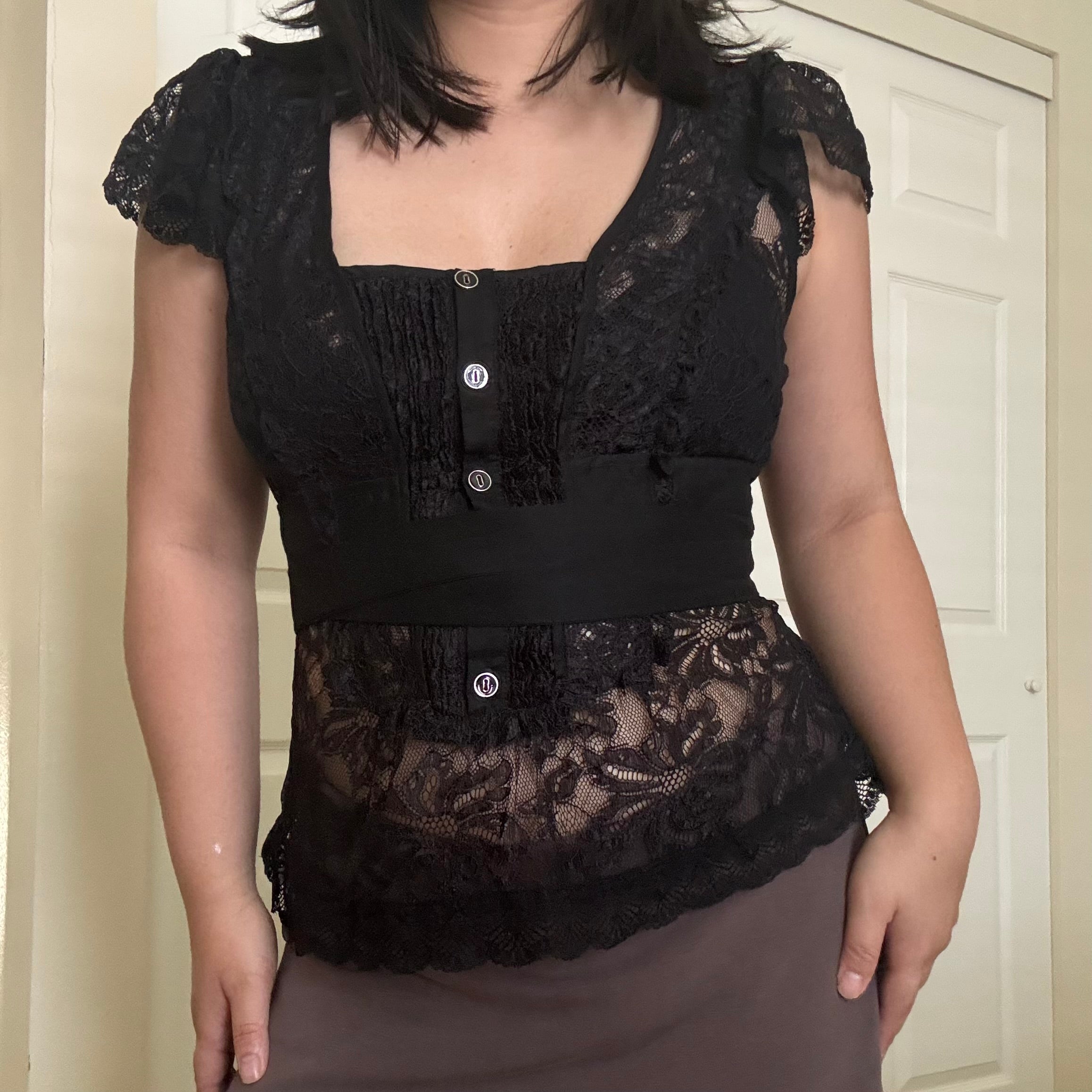 D&G Sheer Lace Ribbon Top