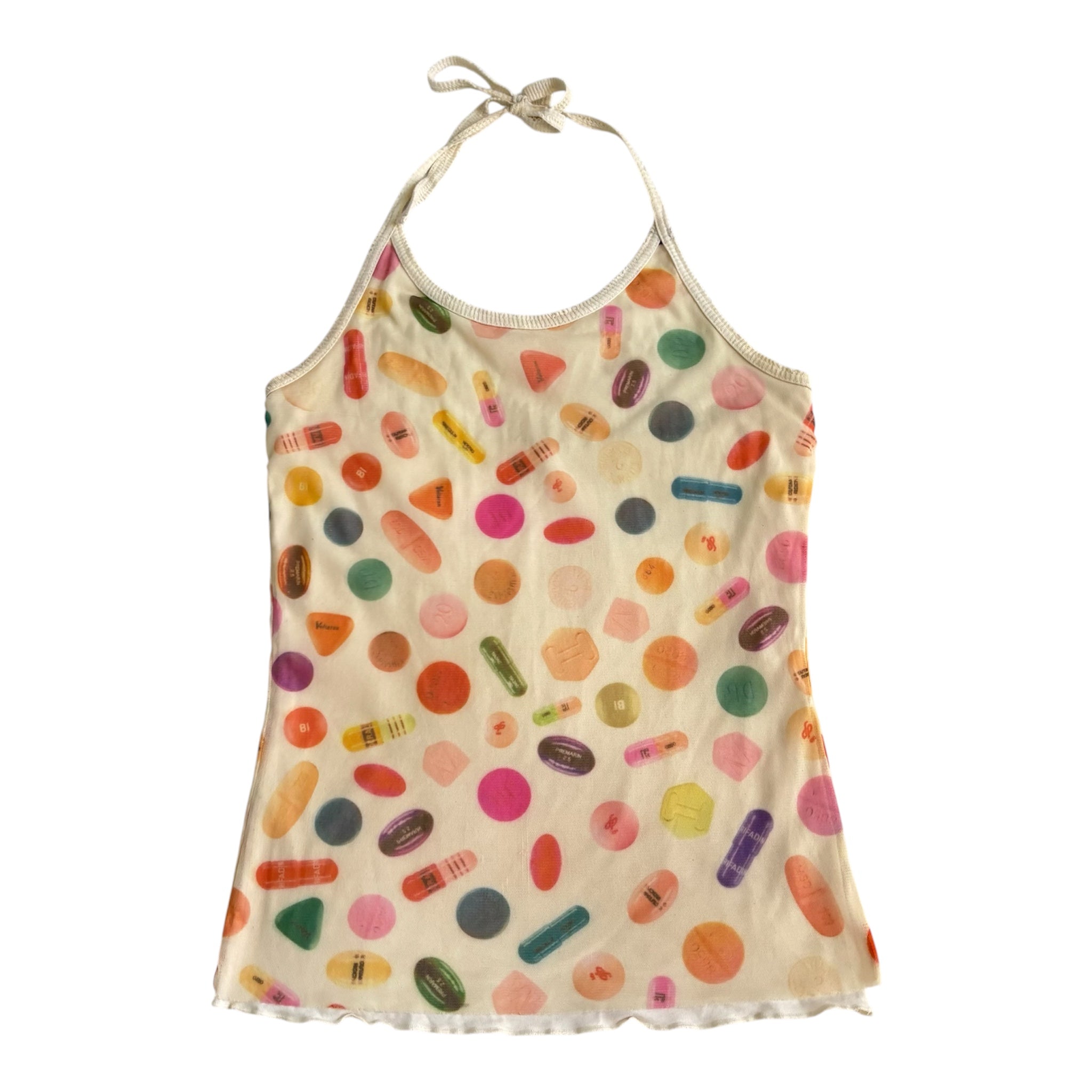 90s Italian Otitude Pill Print Halter Top