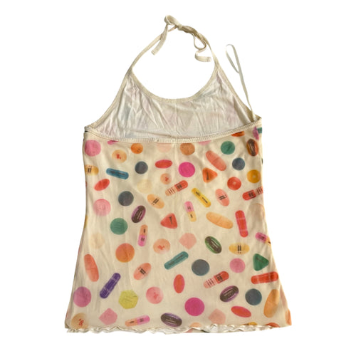 90s Italian Otitude Pill Print Halter Top