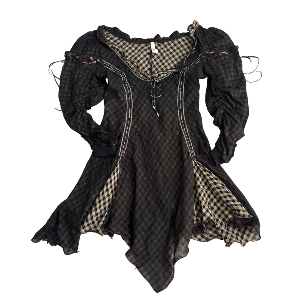 Italian Plaid Cotton Mini Dress