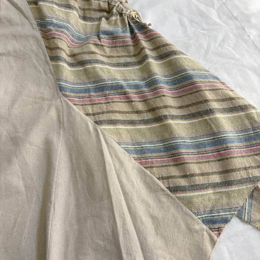 Cotton/Linen Striped Asymmetrical Skirt
