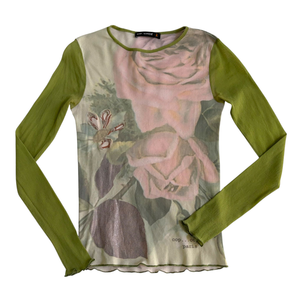 Cop Copine Digital Rose Mesh Top