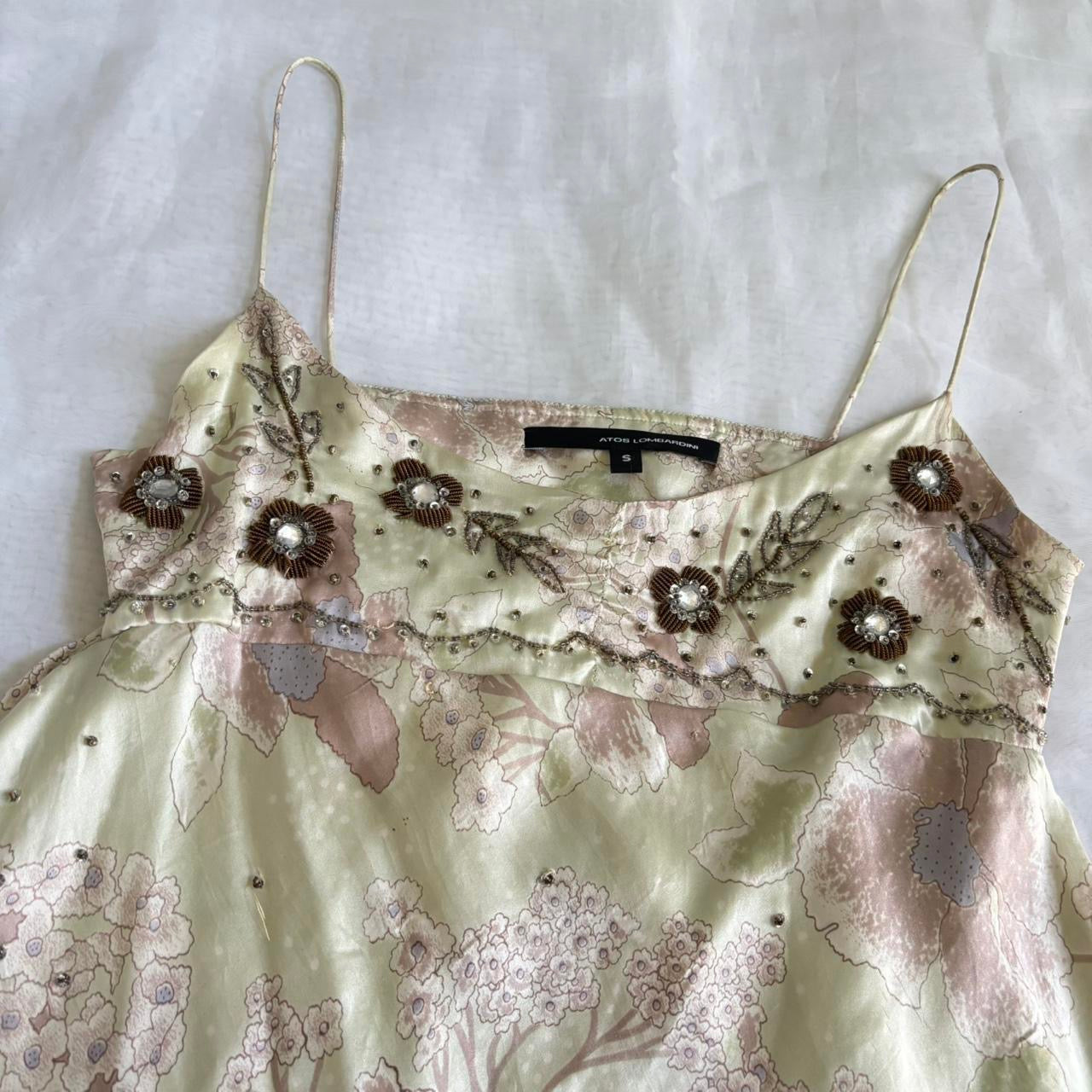 100% Silk Floral Beaded Top