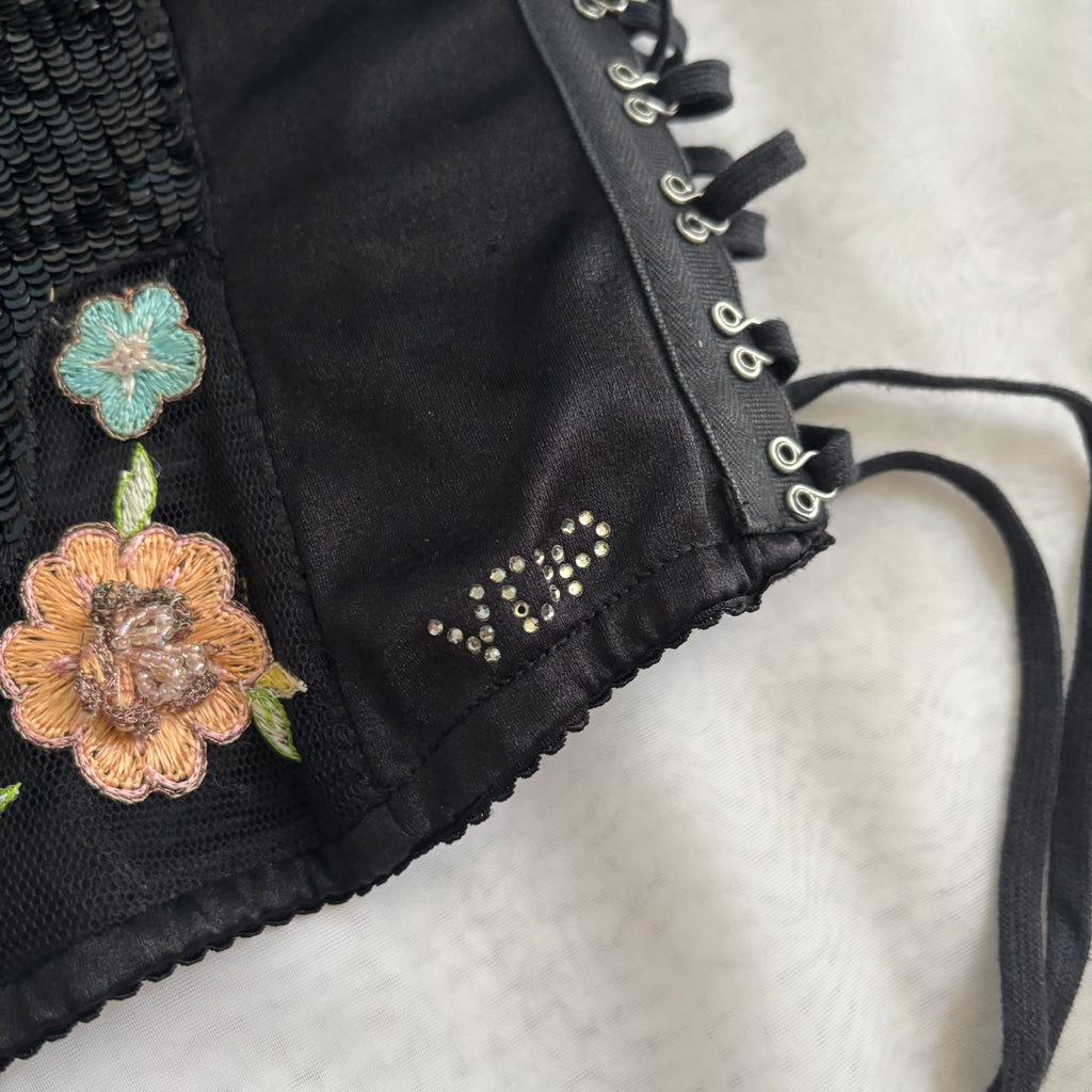 VDP Sequin Lace Up Corset