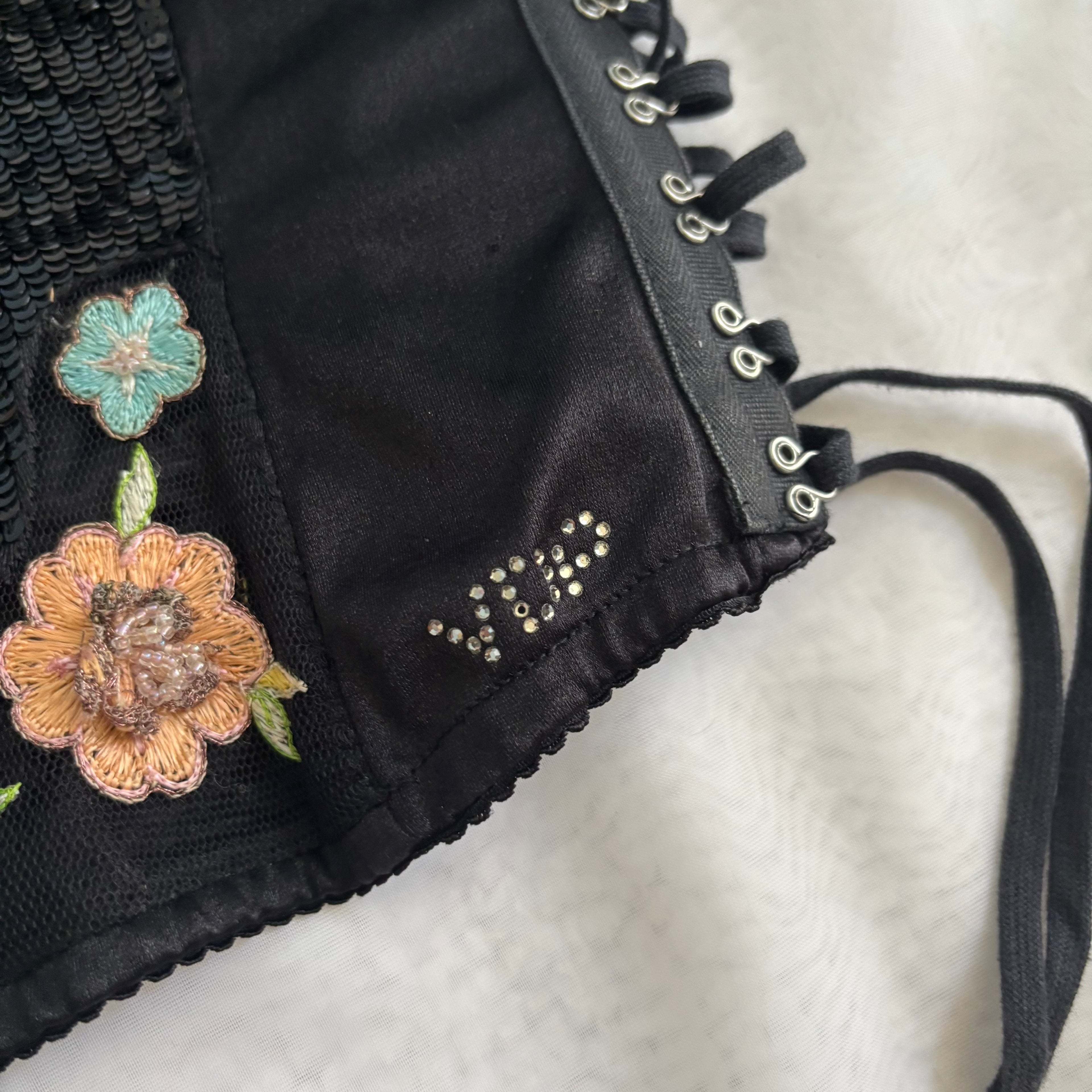 VDP Sequin Lace Up Corset