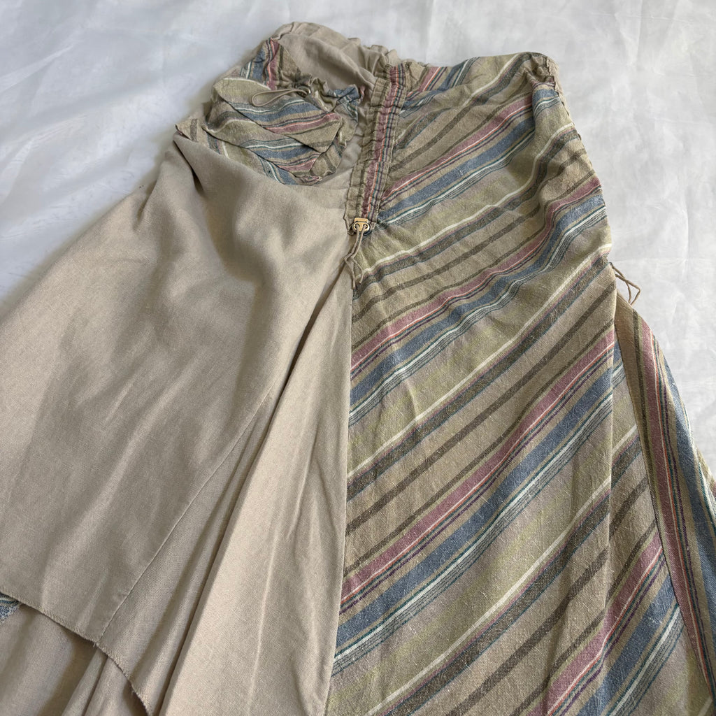 Cotton/Linen Striped Asymmetrical Skirt