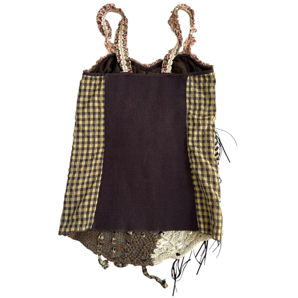 Italian Knit Plaid Ribbon Tank
