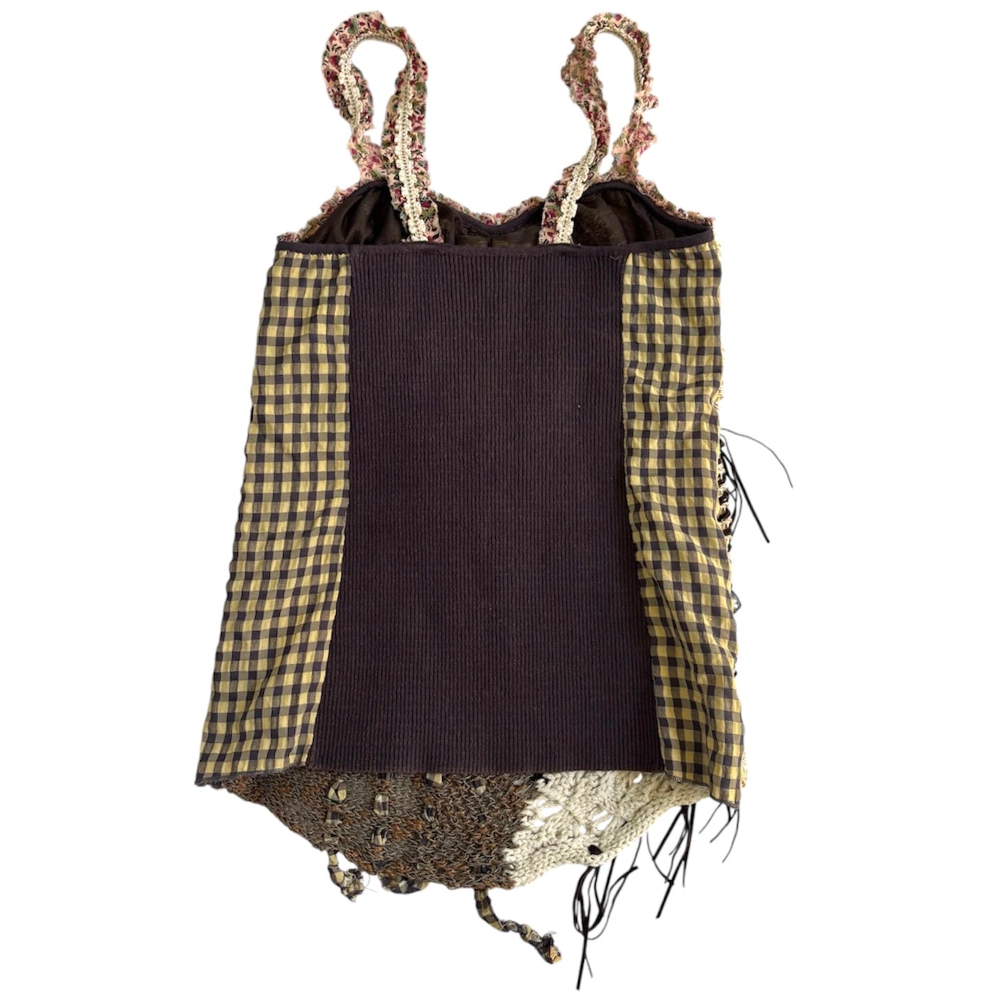 Italian Knit Plaid Ribbon Tank