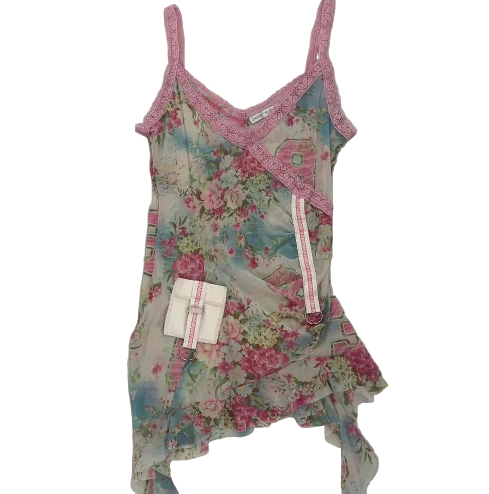 Zone Bleue Blokette Floral Mesh Tank