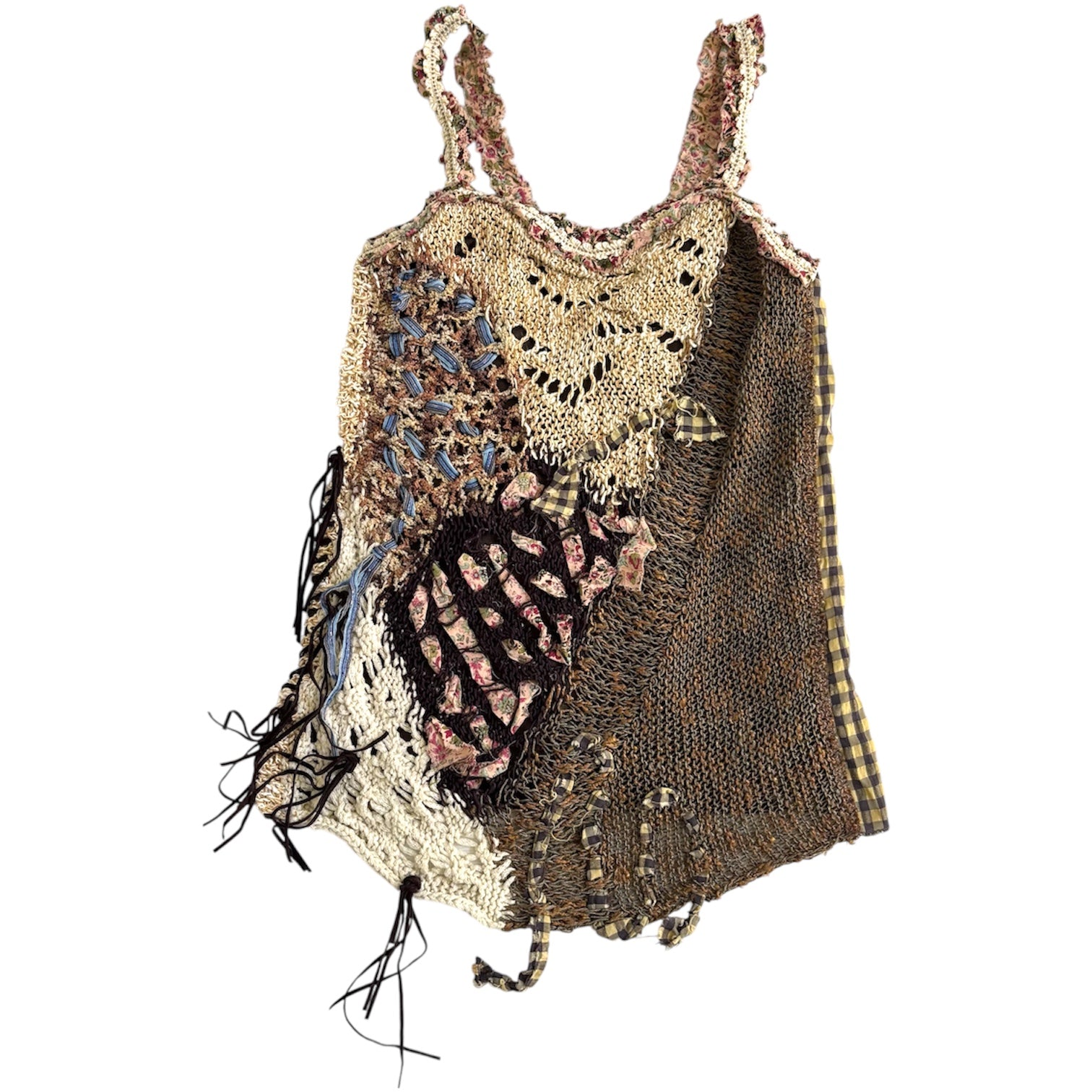Italian Knit Plaid Ribbon Tank