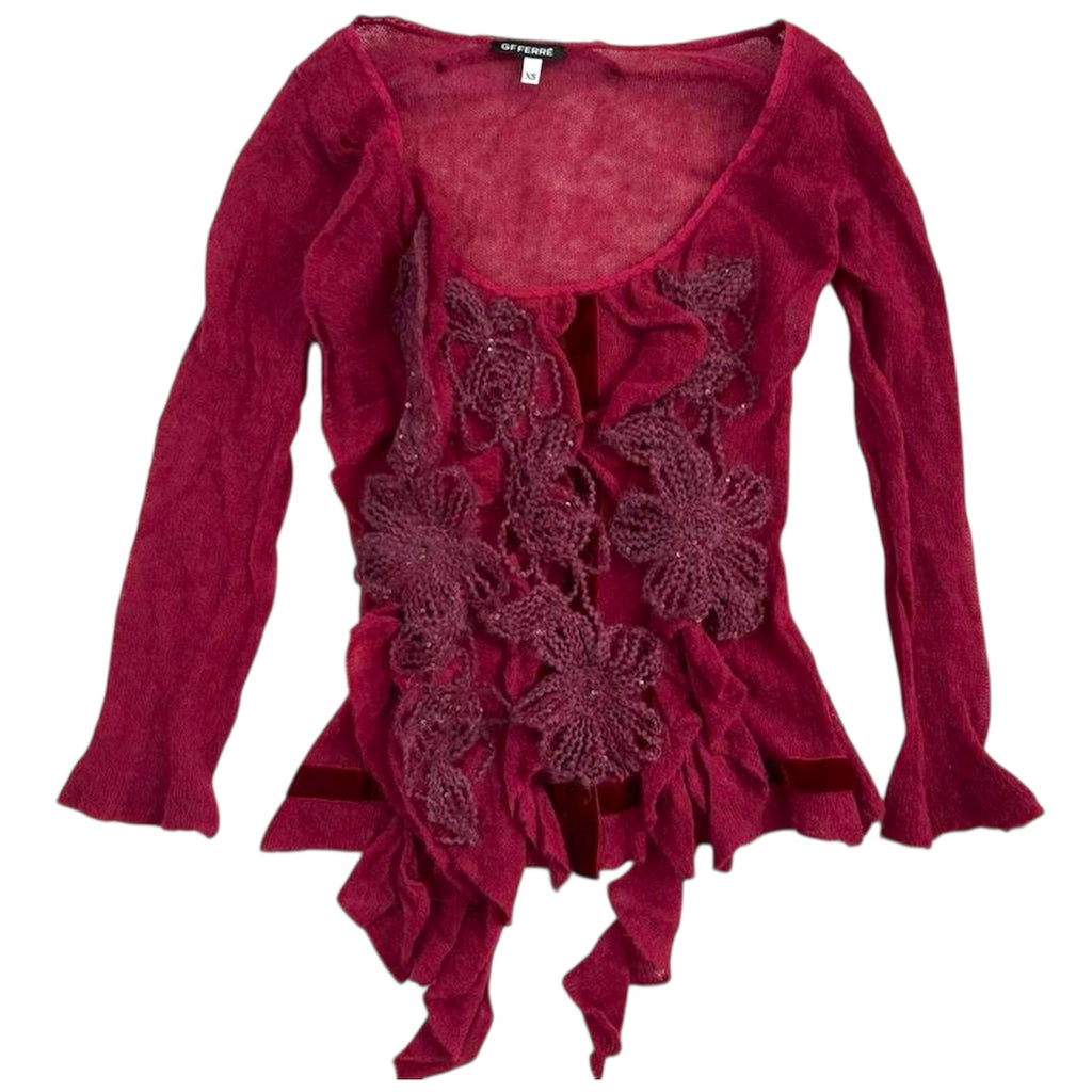 G Ferre Floral Alpaca Blend Top